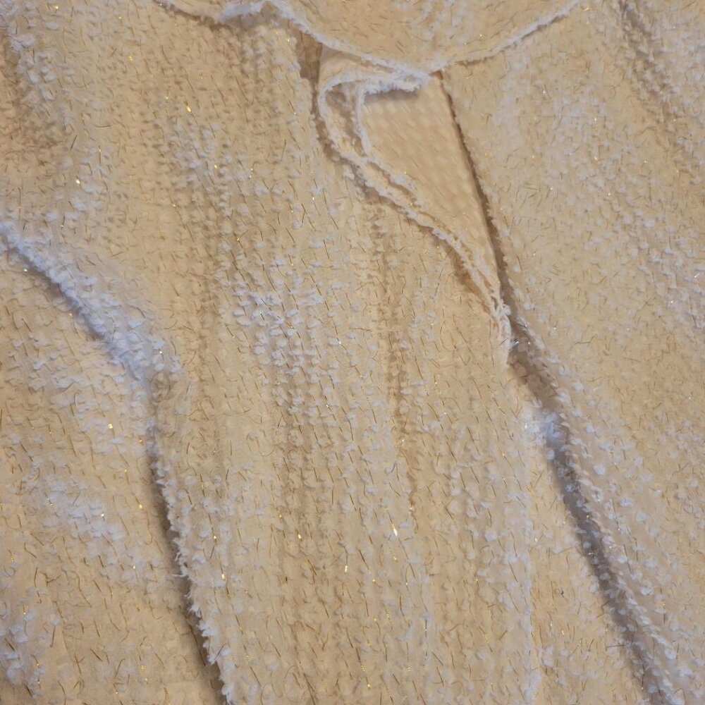 LOFT Cream with Gold Sparkle Ruffled Blouse - Picture 4 of 14
